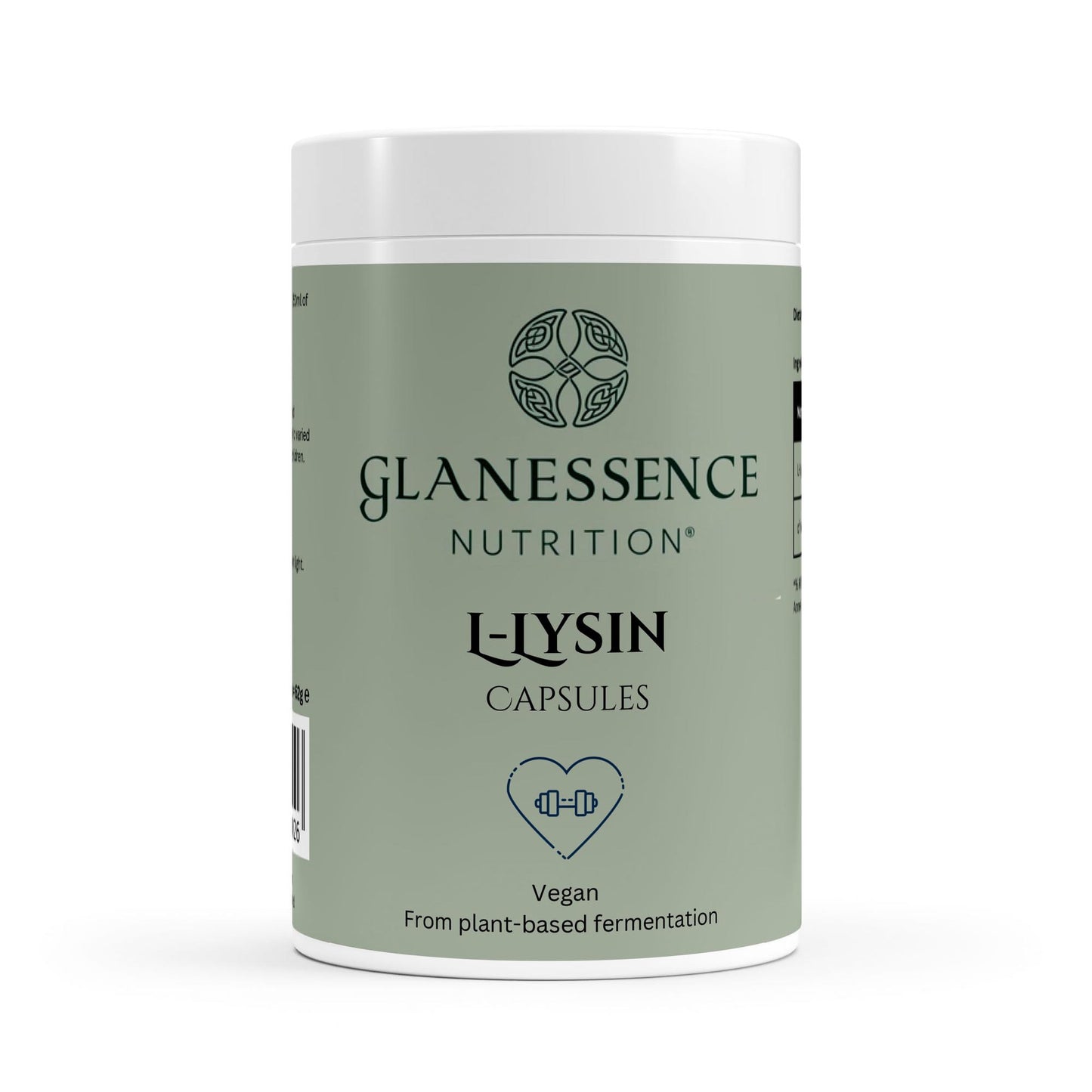 Glanessence Nutrition L-Lysin capsules container on a white background