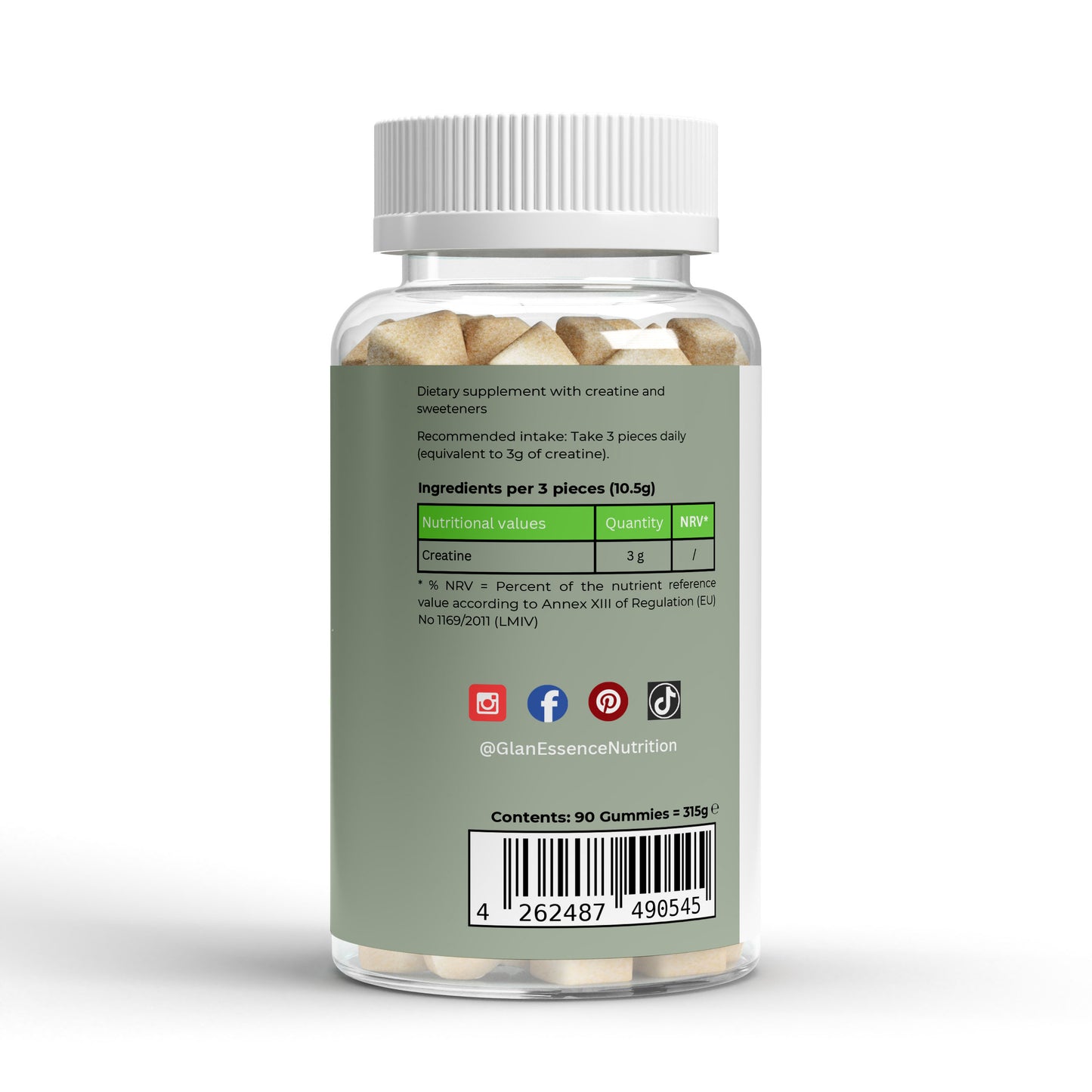 Supplement bottle with label on a white background