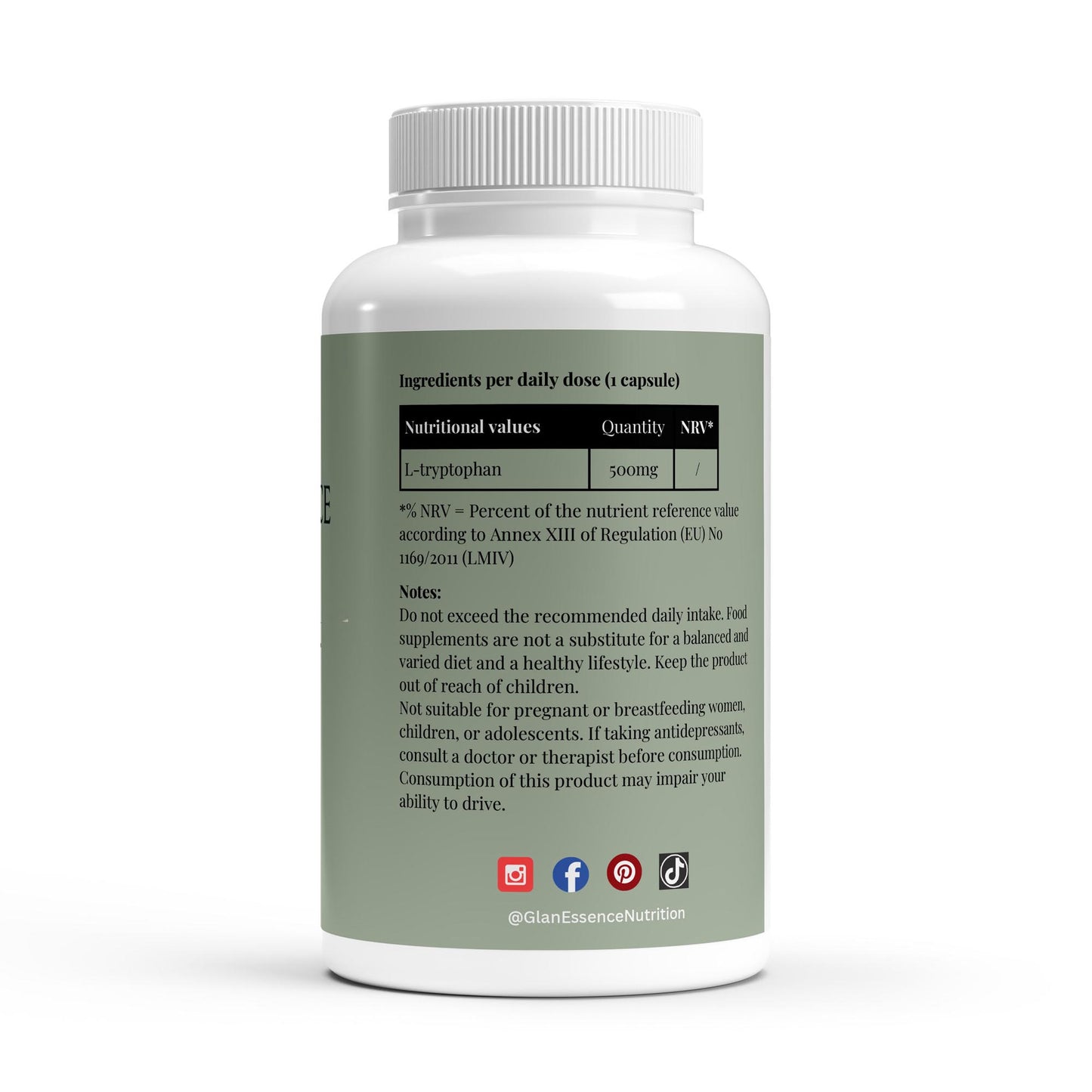 Supplement bottle with label on a white background