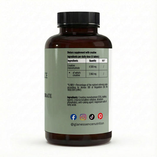 Supplement bottle with label on a white background