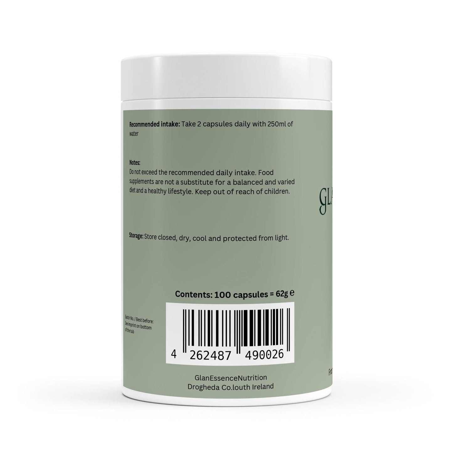 Supplement container with label on a white background