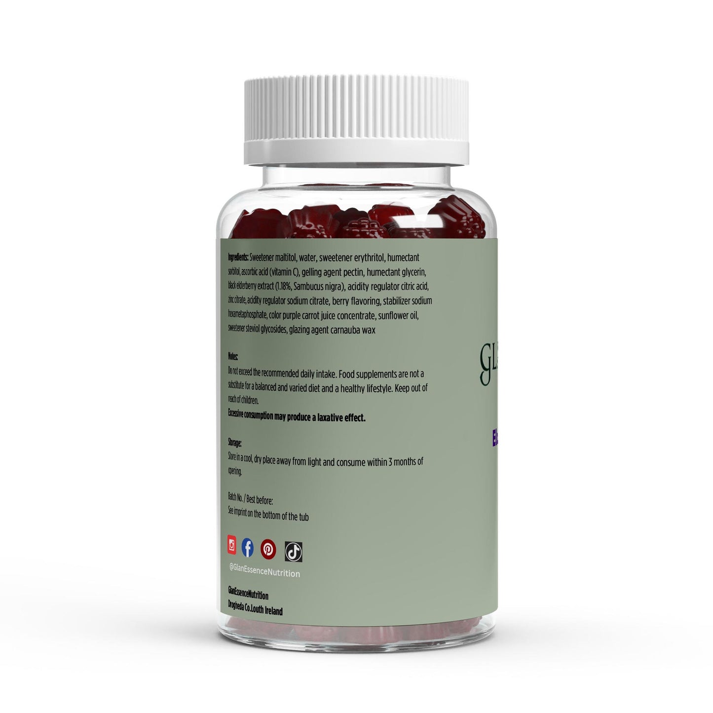 Supplement bottle with label on a white background