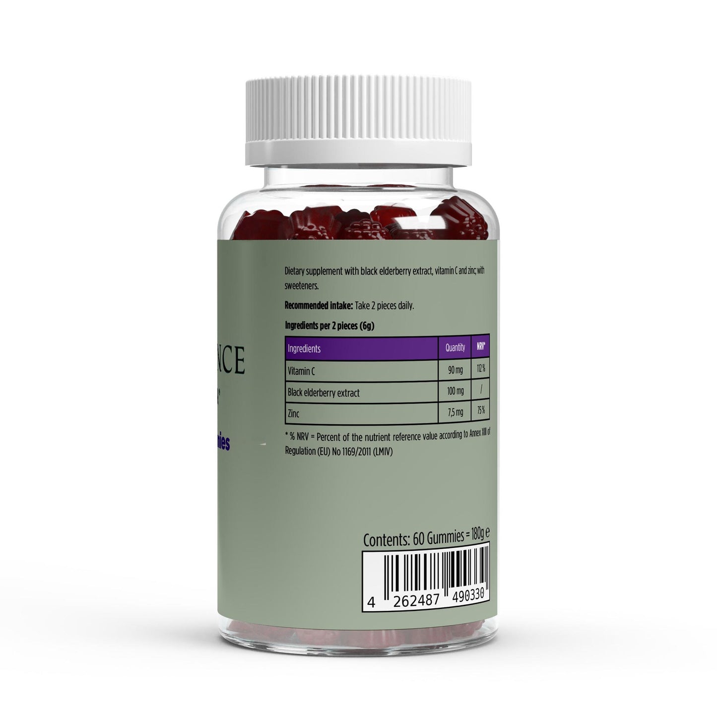 Supplement bottle with label on a white background