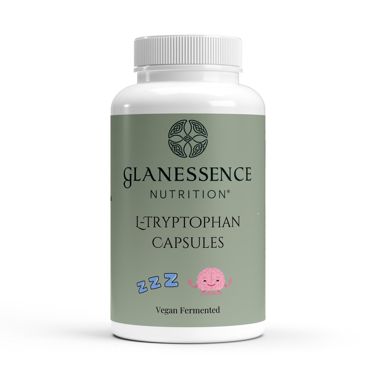 Glanessence Nutrition L-Tryptophan Capsules bottle on a white background