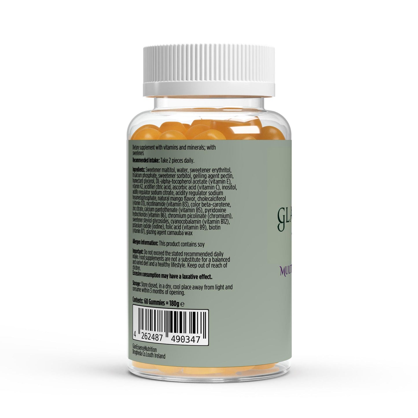 Supplement bottle with label on a white background