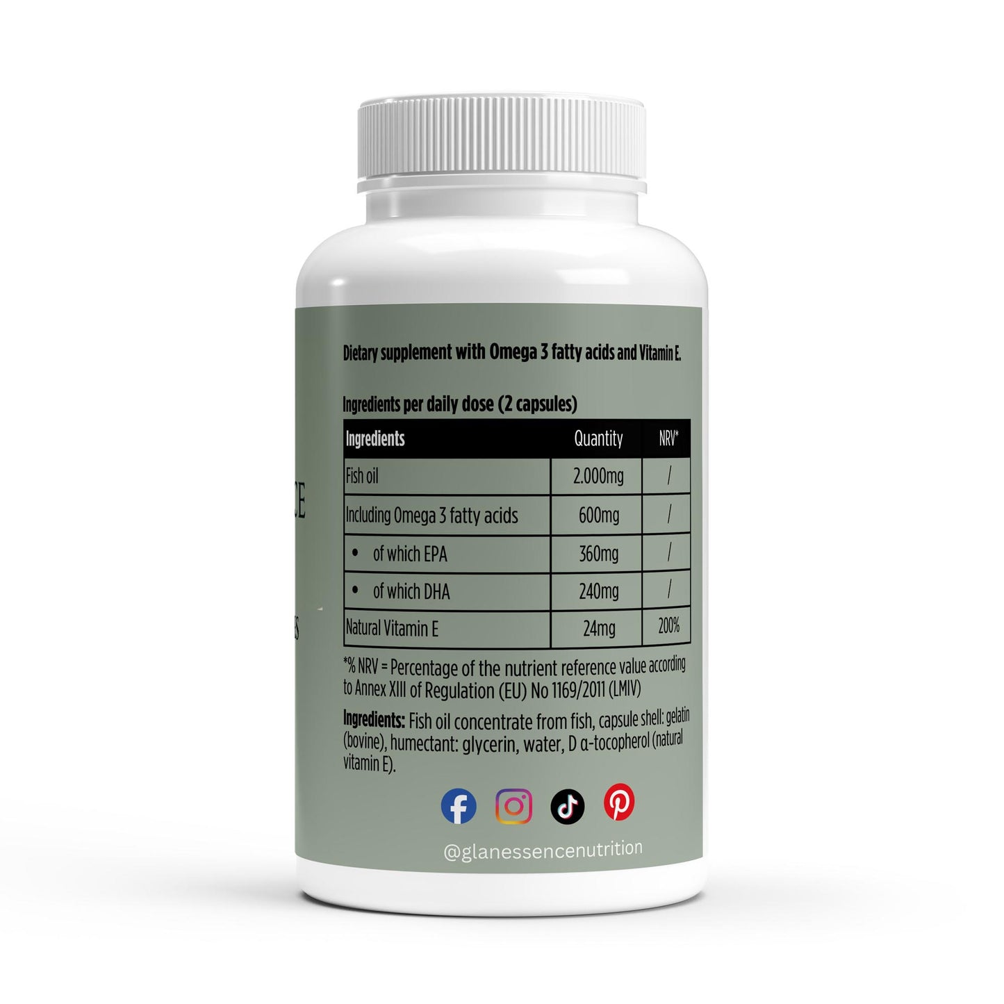 Supplement bottle with label on a white background