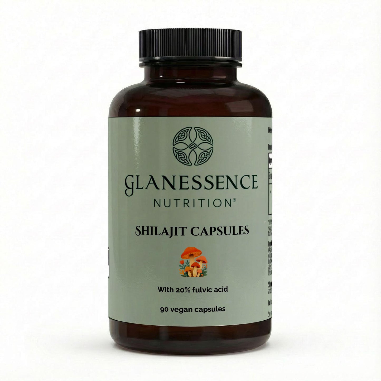 Glanessence Nutrition Shilajit Capsules bottle on a white background