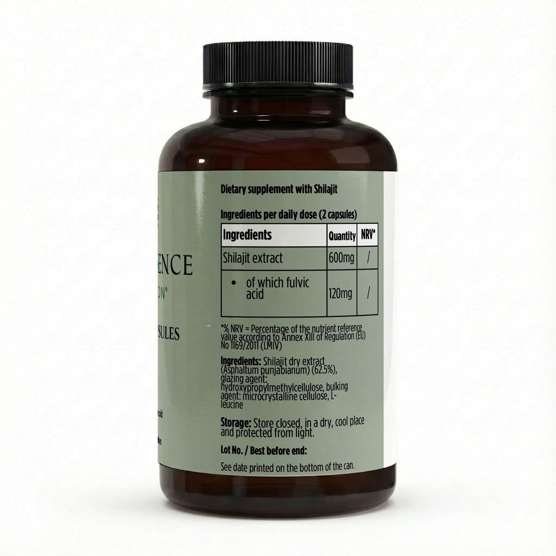 Supplement bottle with label on a white background