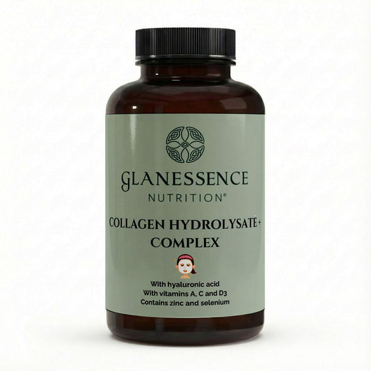 Glanessence Nutrition Collagen Hydrolysate Complex bottle on a white background