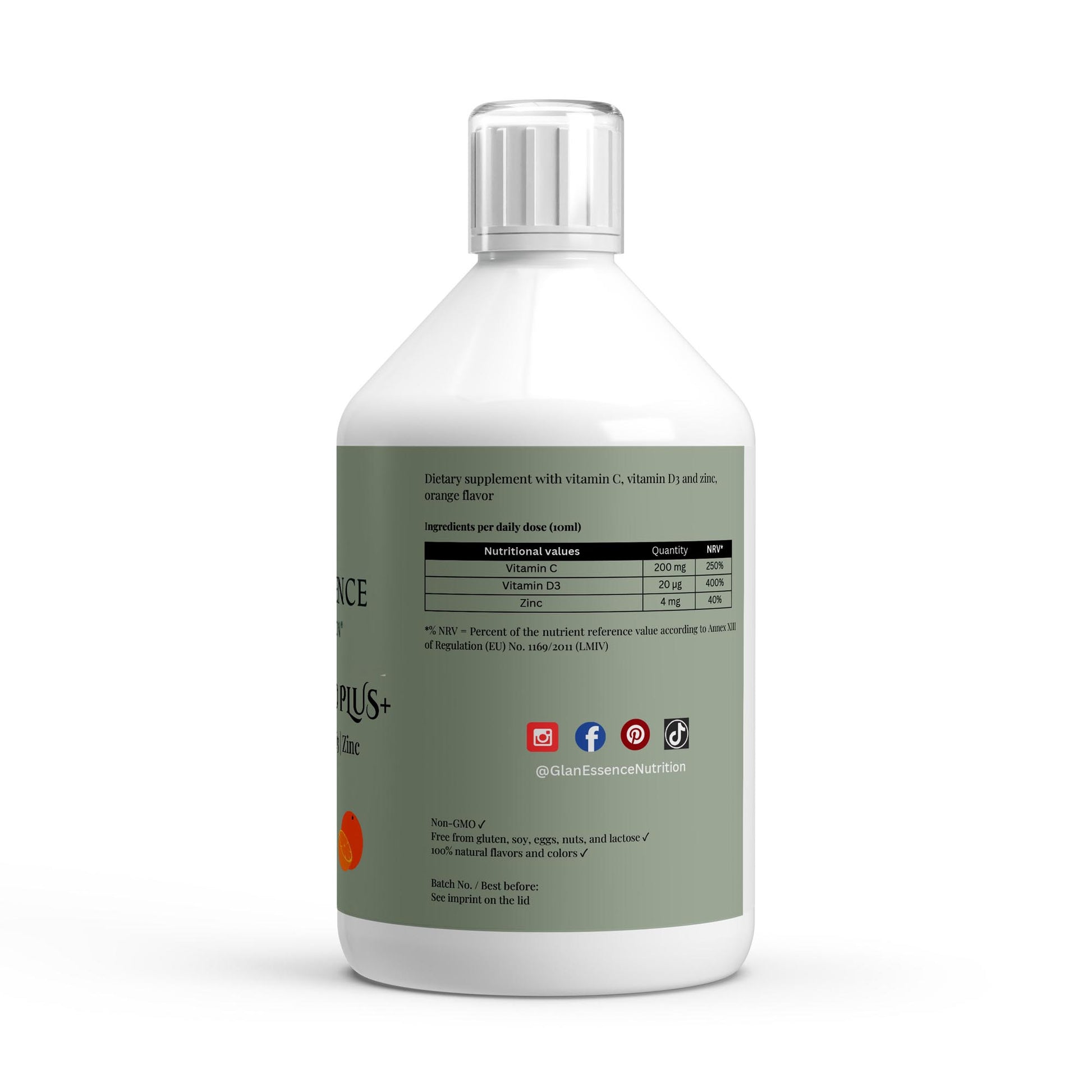 Supplement bottle with label on a white background
