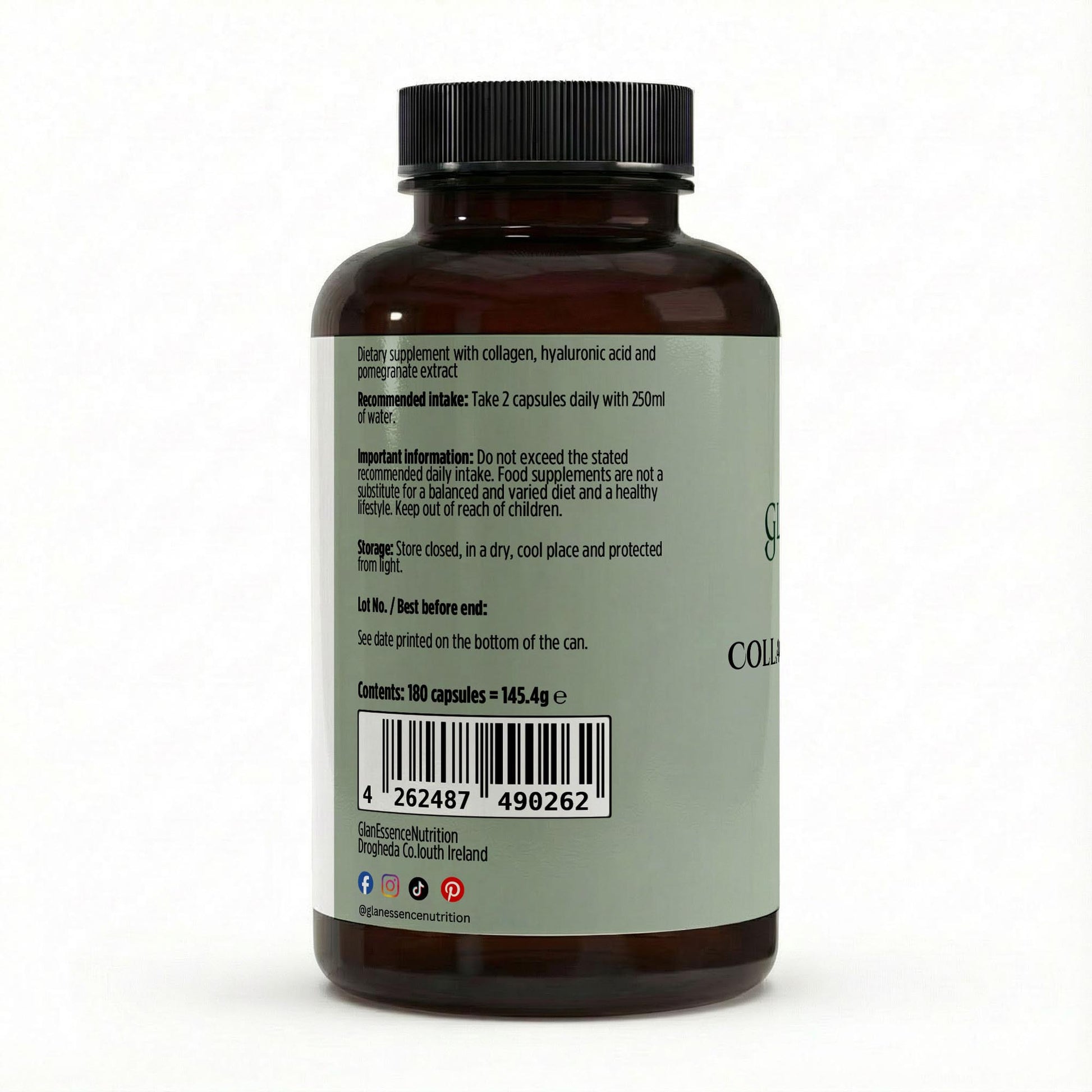 Brown supplement bottle with label on a white background