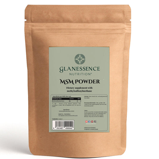 Glanessence Nutrition MSM Powder packaging on a white background