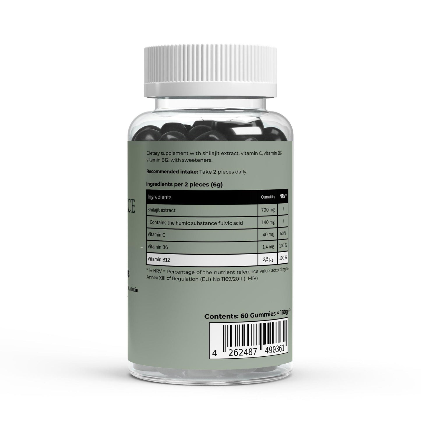 Supplement bottle with label on a white background