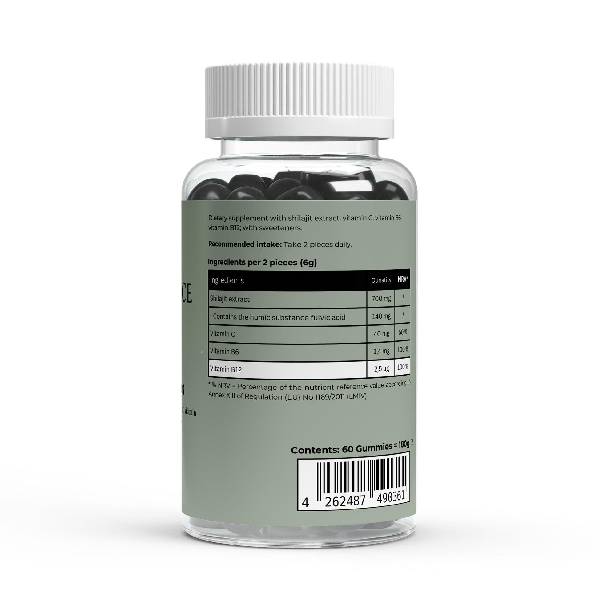 Supplement bottle with label on a white background