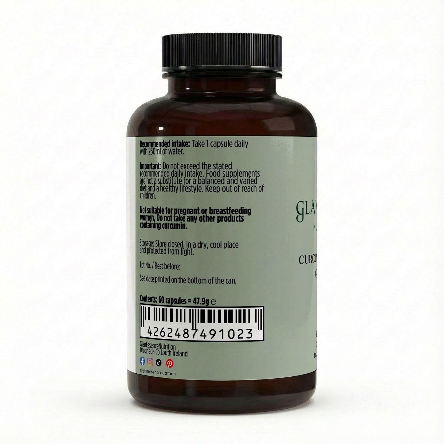 Supplement bottle with label on a white background
