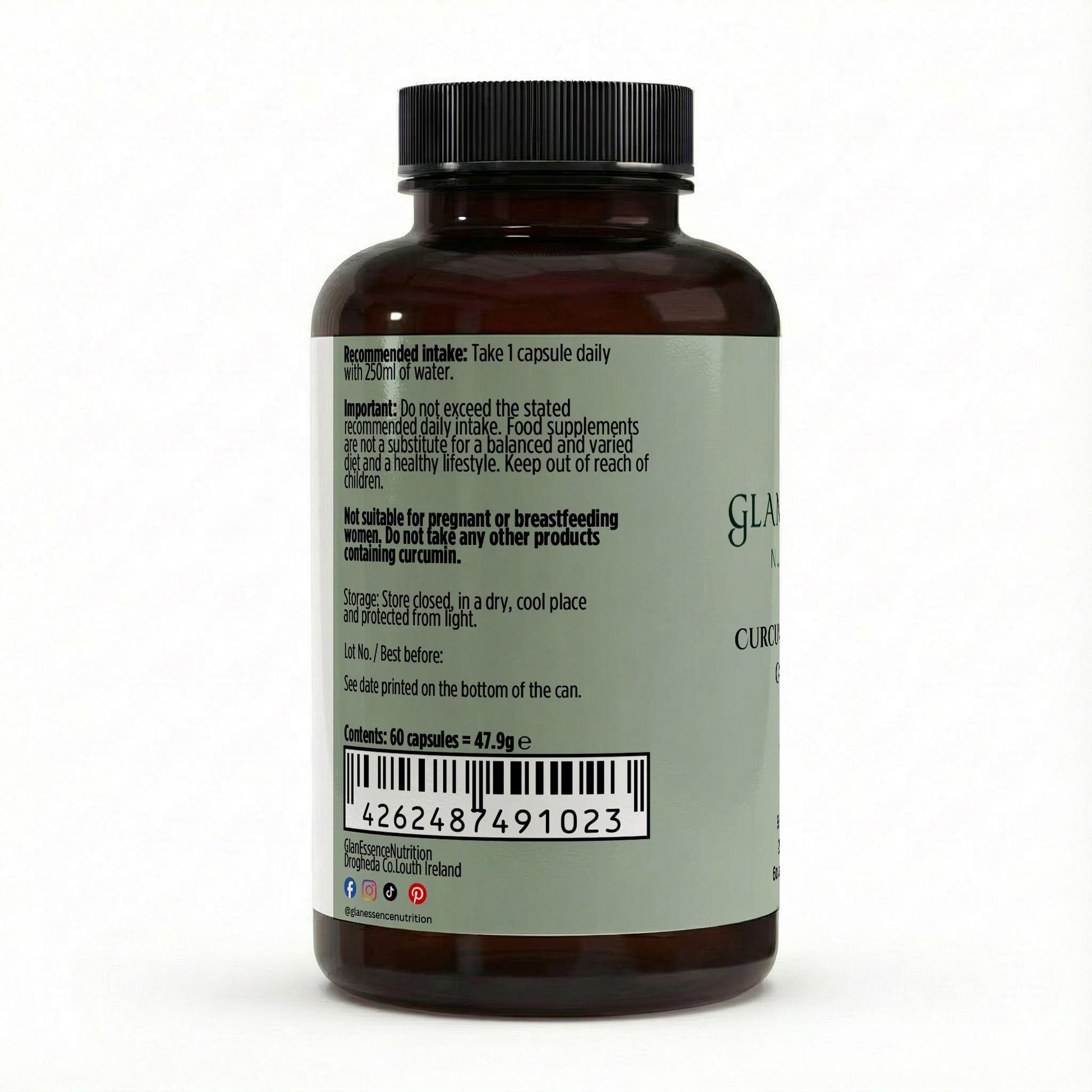 Supplement bottle with label on a white background