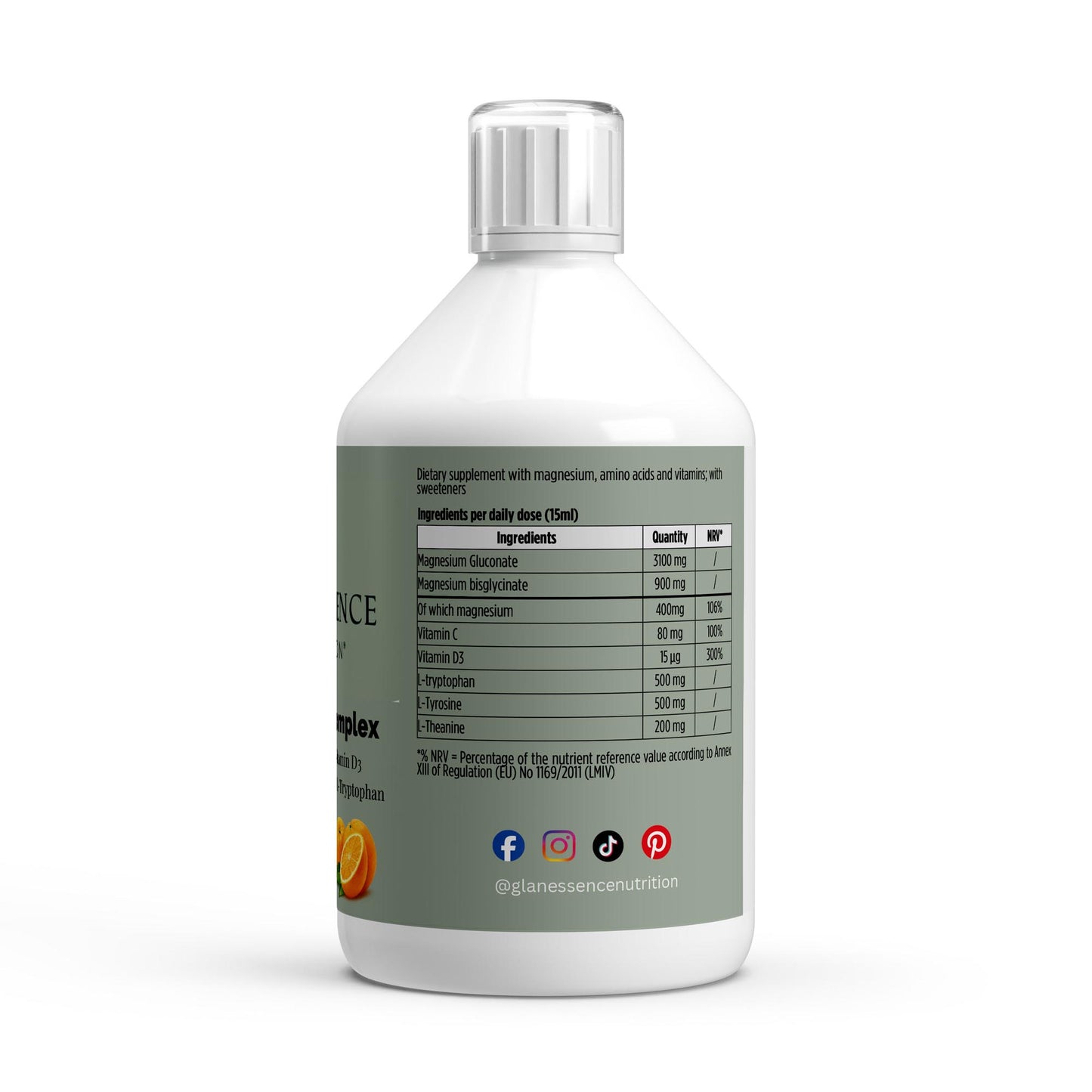 Supplement bottle with label on a white background
