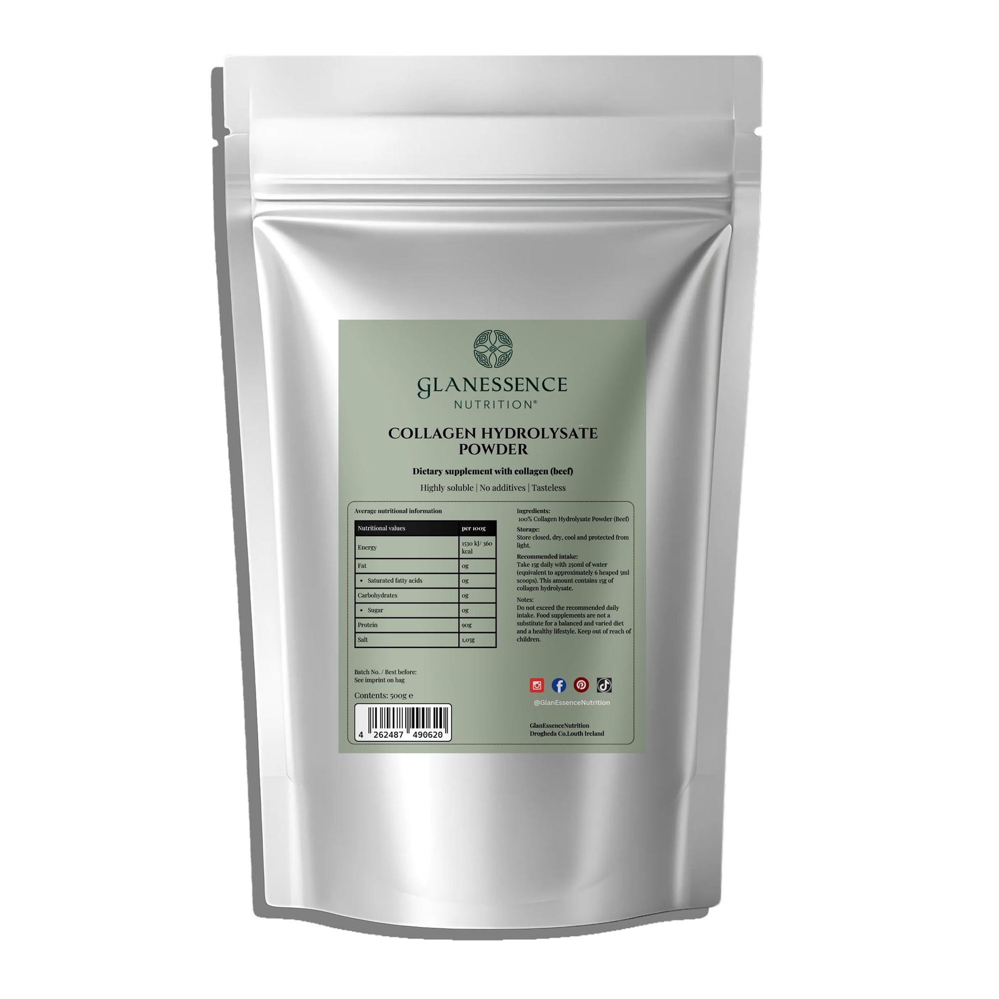 Glanessence Nutrition Collagen Hydrolysate Powder package on a white background