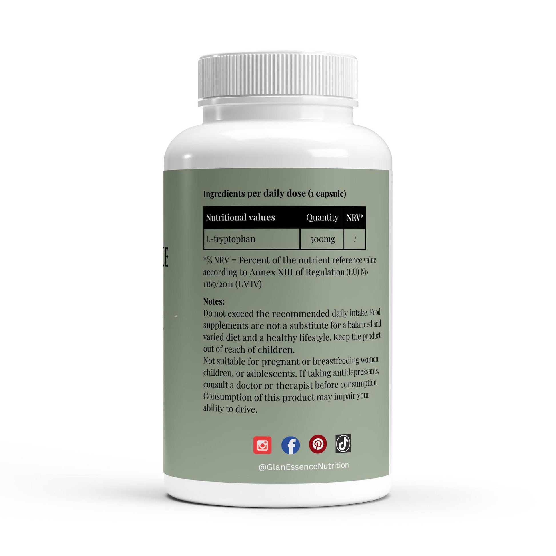 Supplement bottle with label on a white background