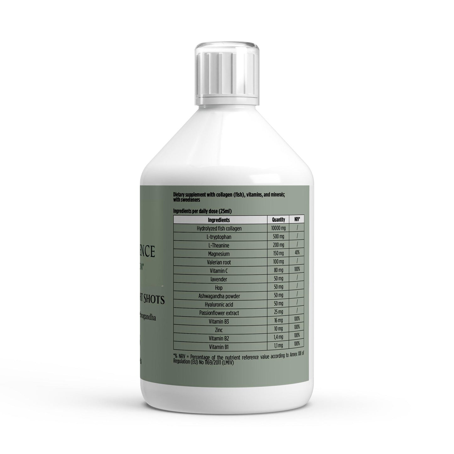 Supplement bottle with label on a white background