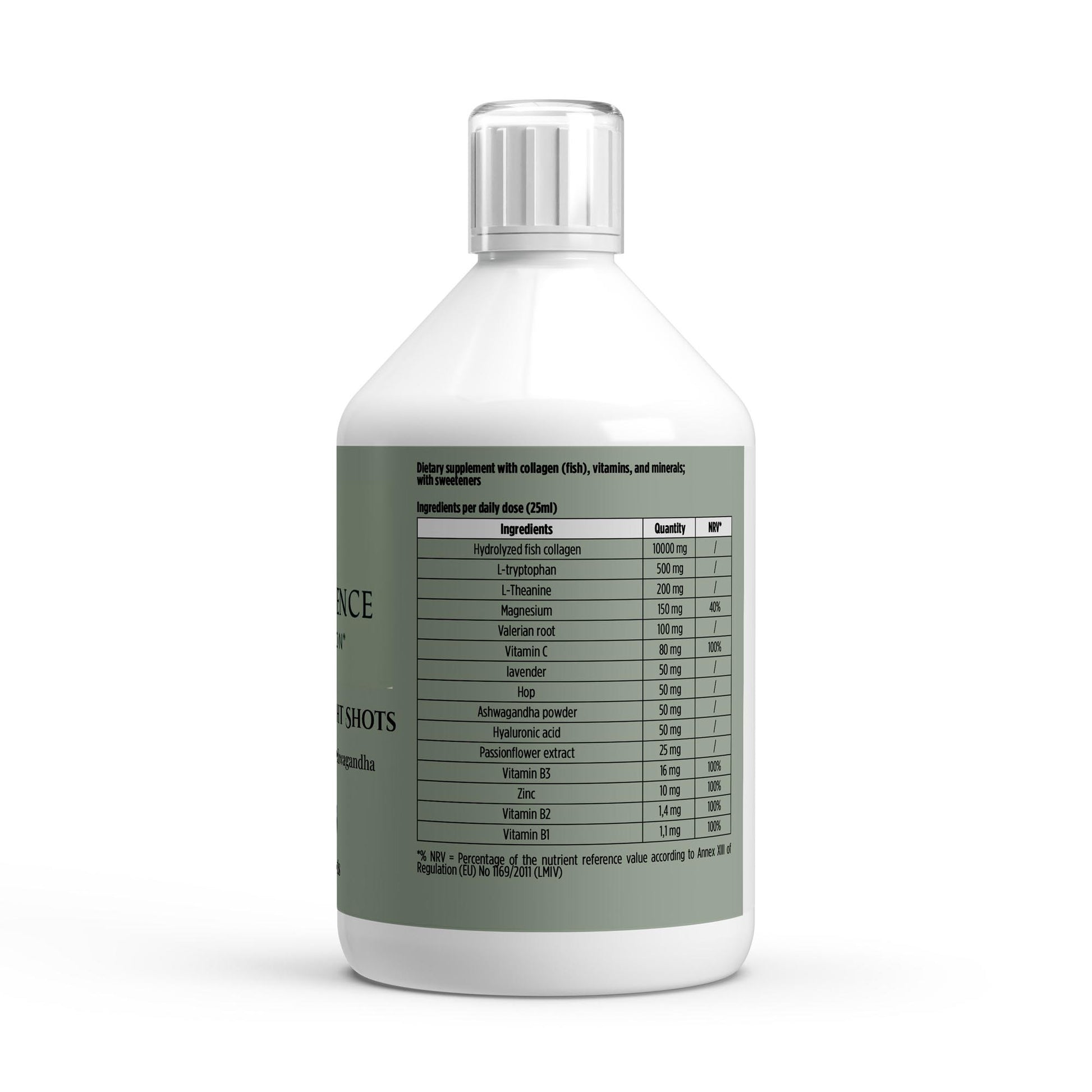Supplement bottle with label on a white background