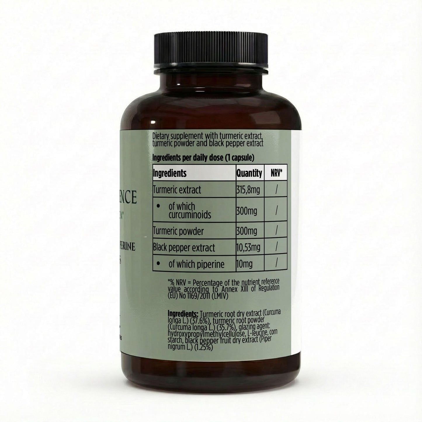 Supplement bottle with label on a white background