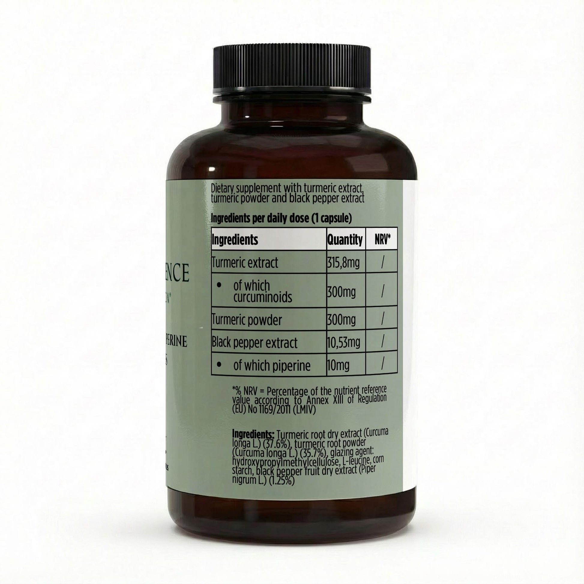 Supplement bottle with label on a white background
