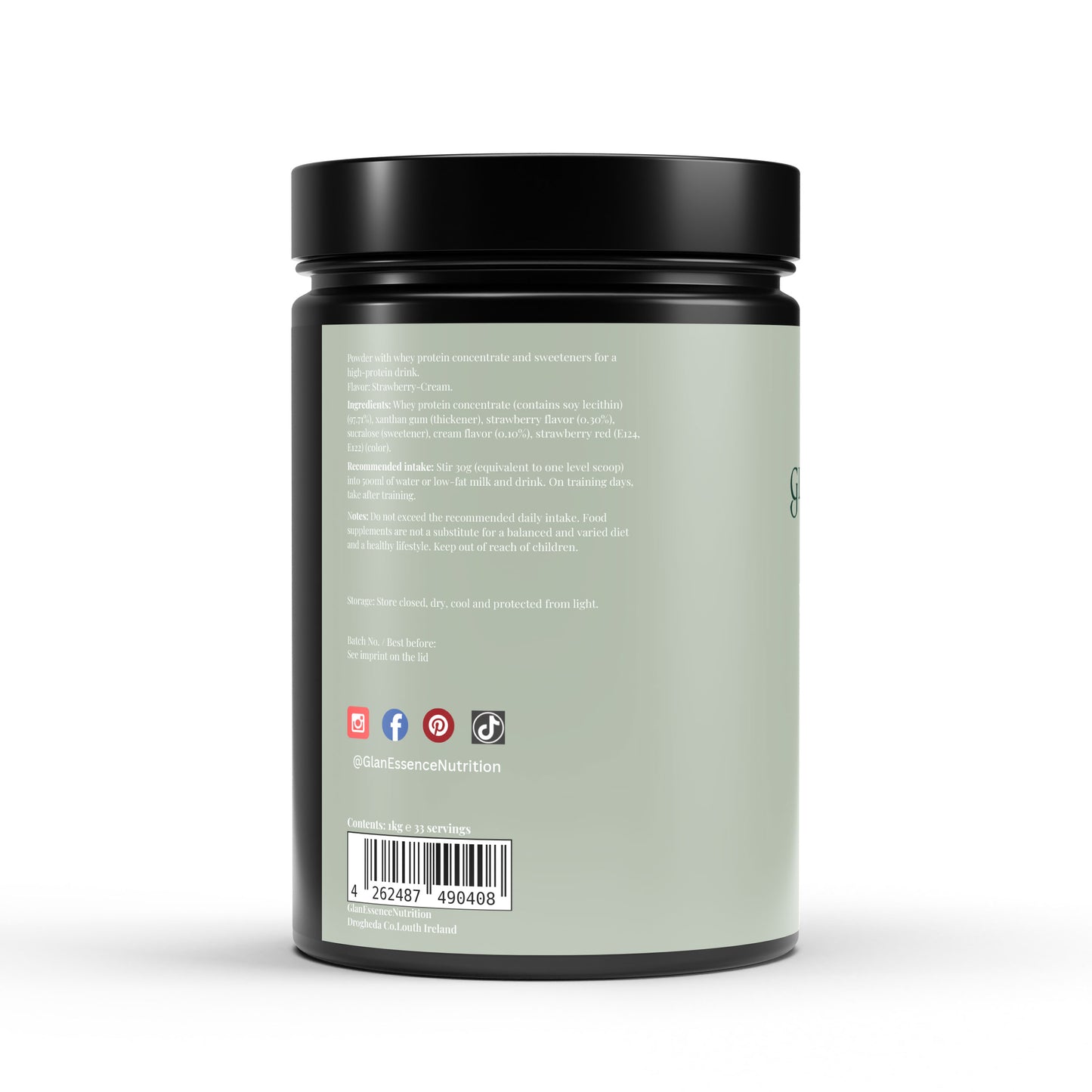 Back label of a supplement container with text and icons on a white background