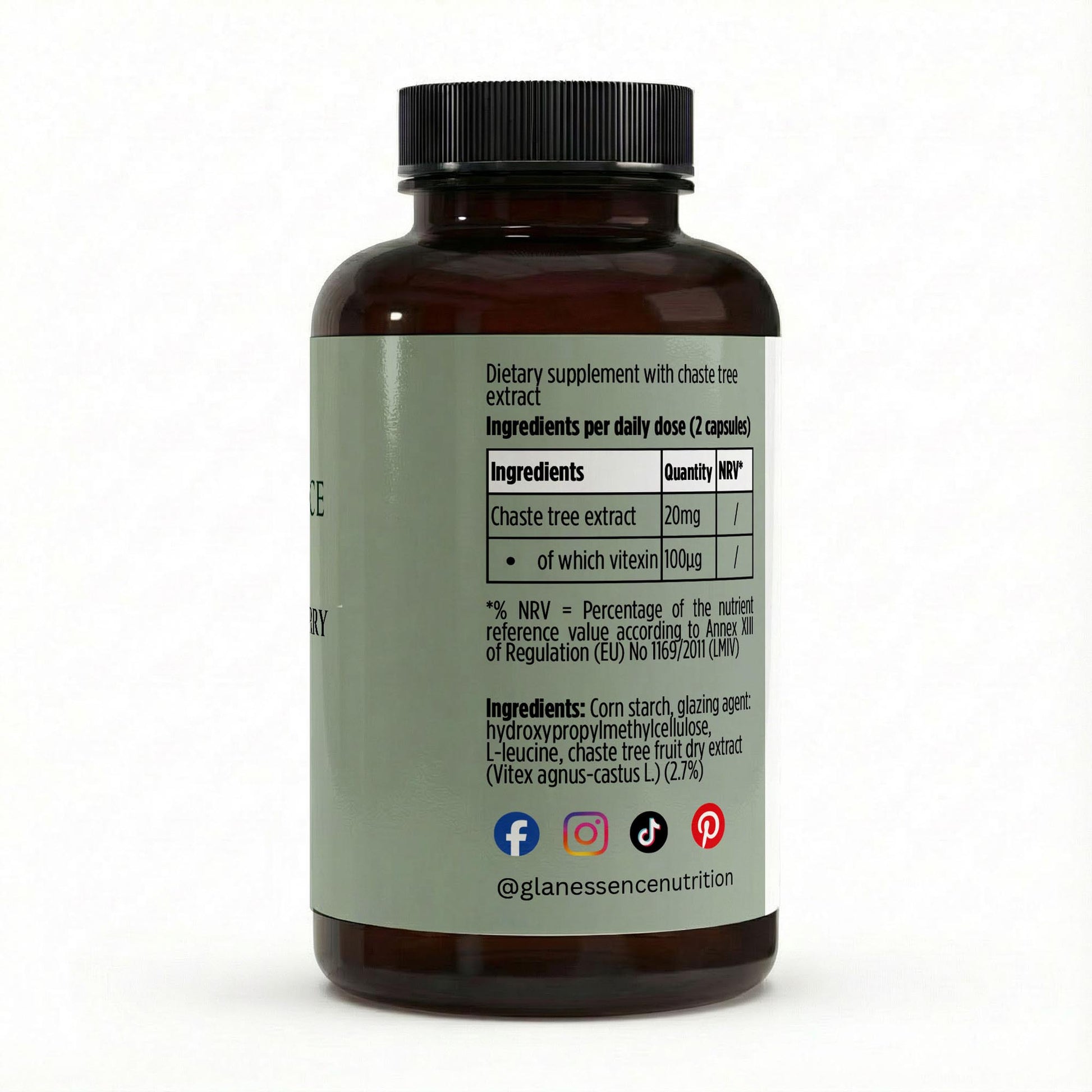 Supplement bottle with label on a white background