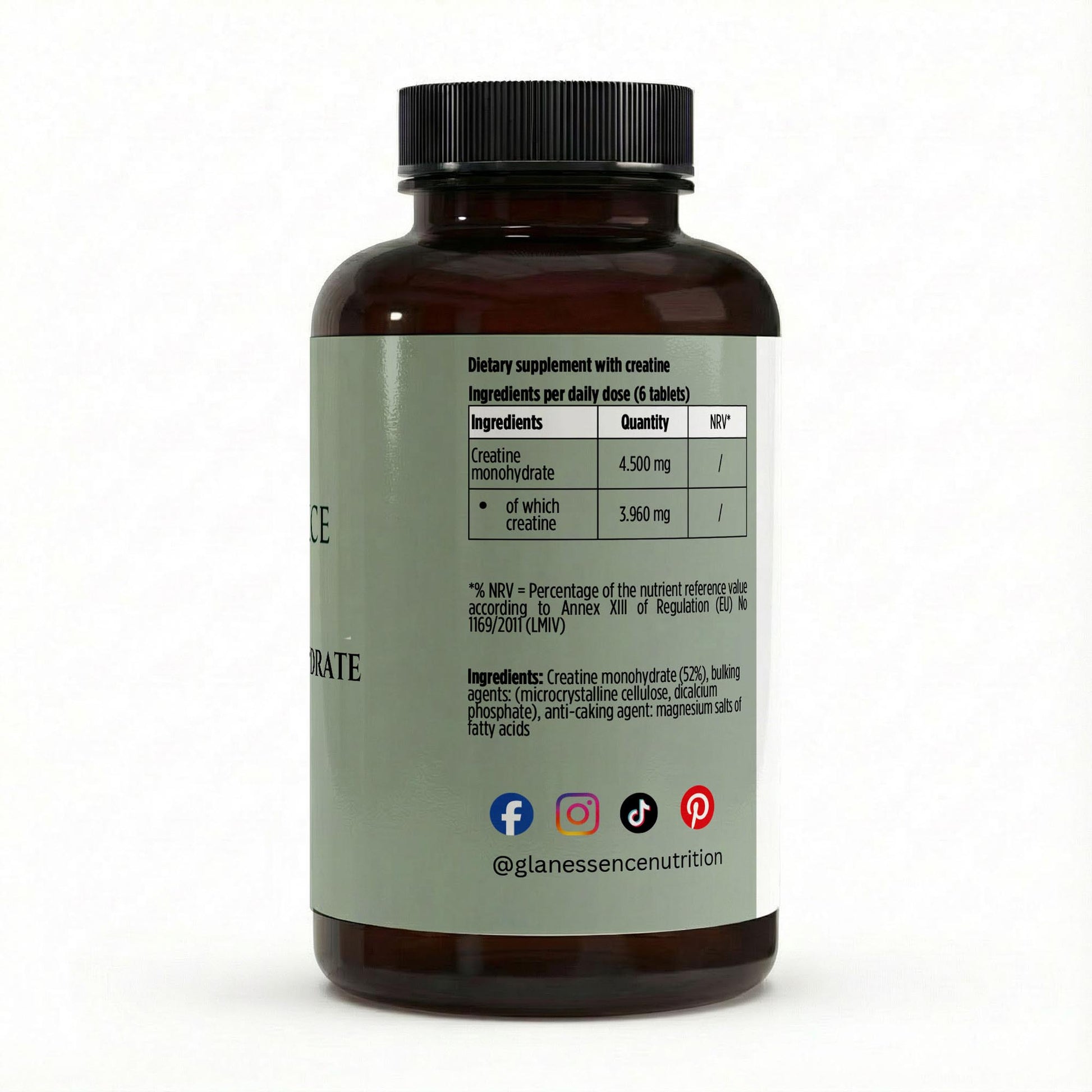 Supplement bottle with label on a white background