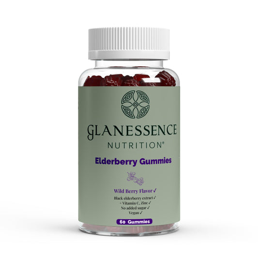 Glanessence Nutrition Elderberry Gummies container on a white background