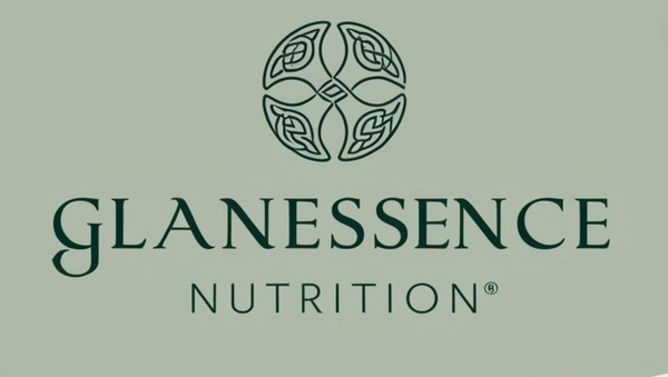 Logo of Glanessencenutrition with green text and Celtic design.