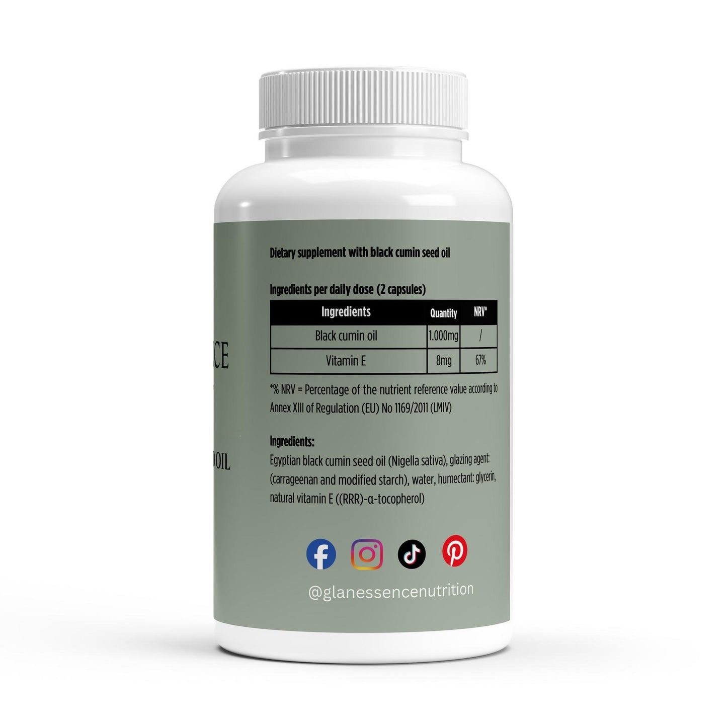 Supplement bottle with label on a white background