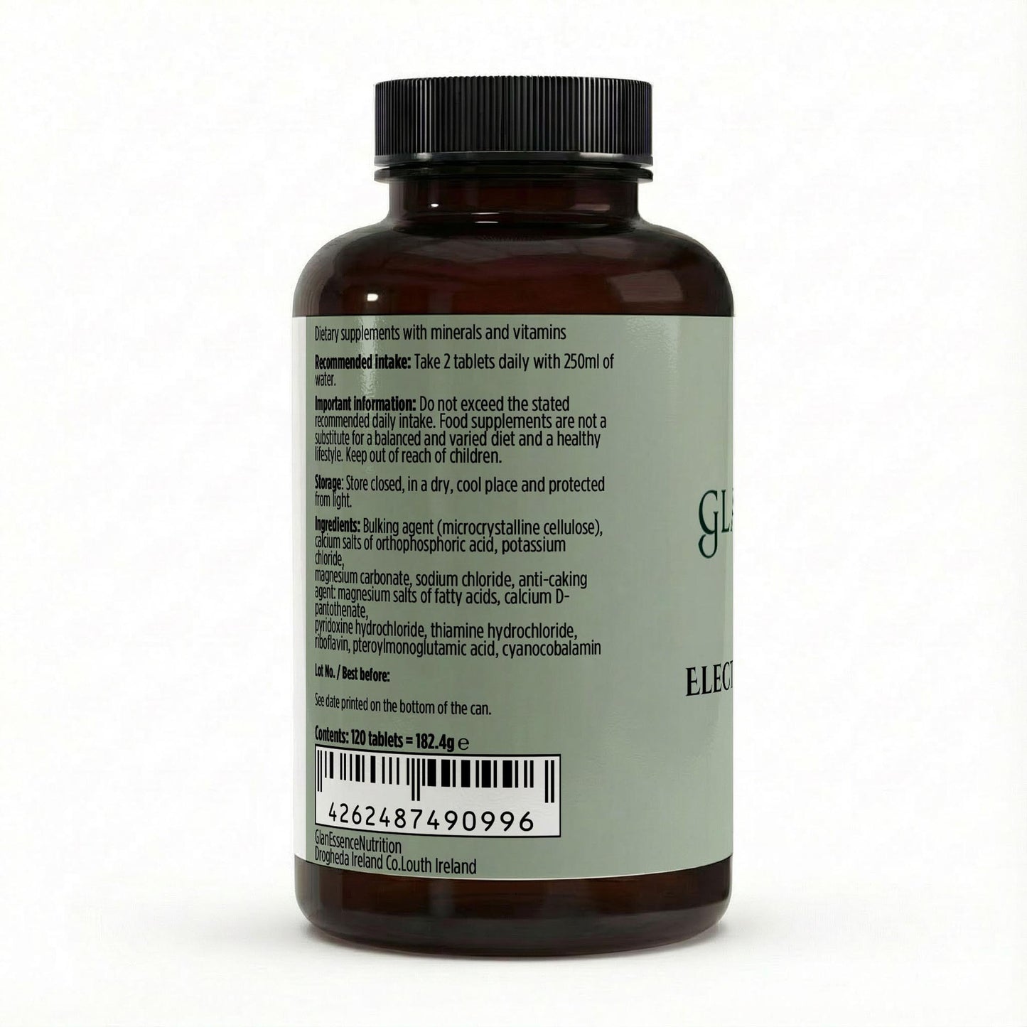 Vitamin supplement bottle with label on a white background