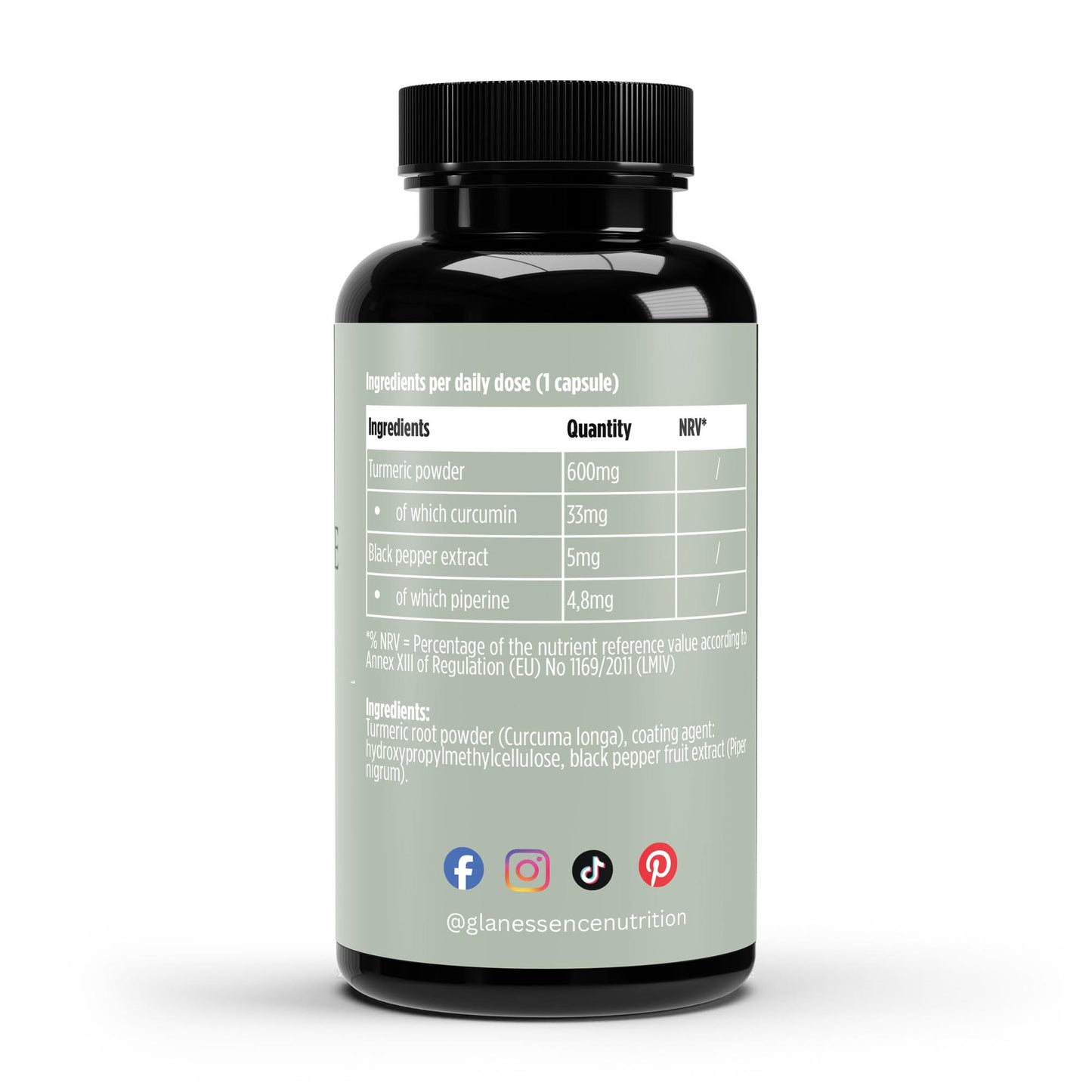 Supplement bottle with label on a white background