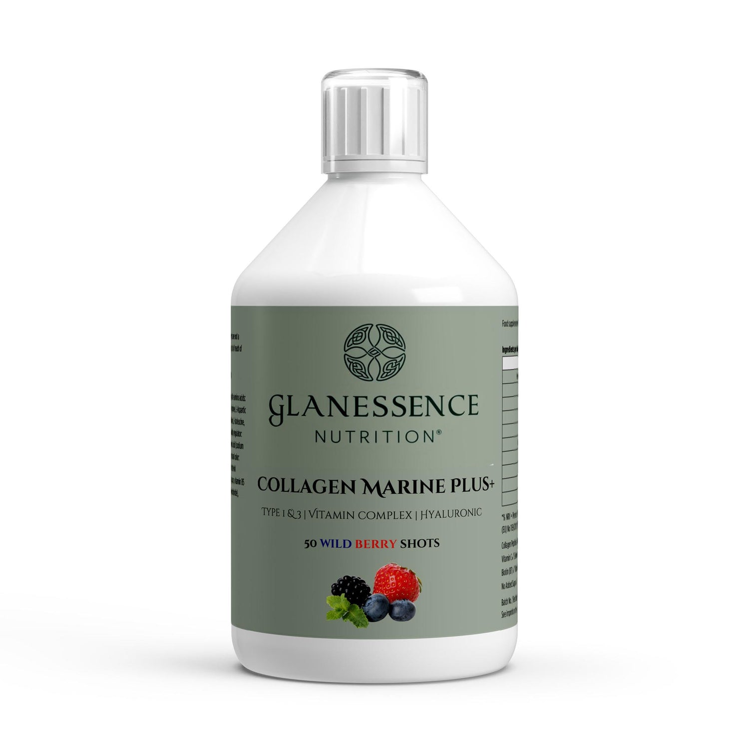 Glanessence Nutrition Collagen Marine Plus bottle on a white background