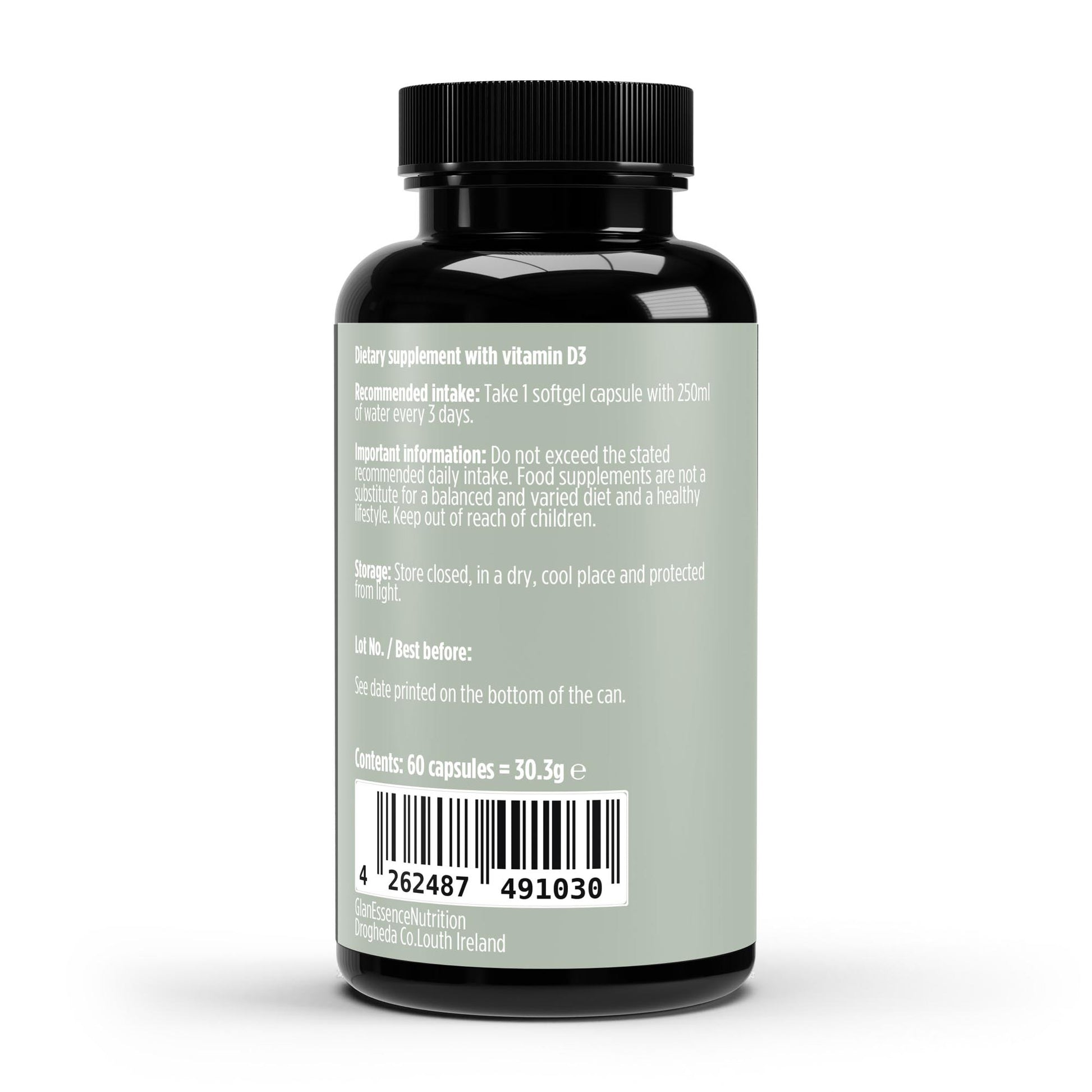 Supplement bottle with label on a white background