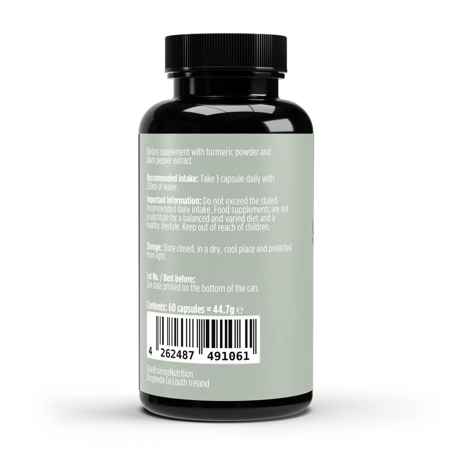 Supplement bottle with label on a white background