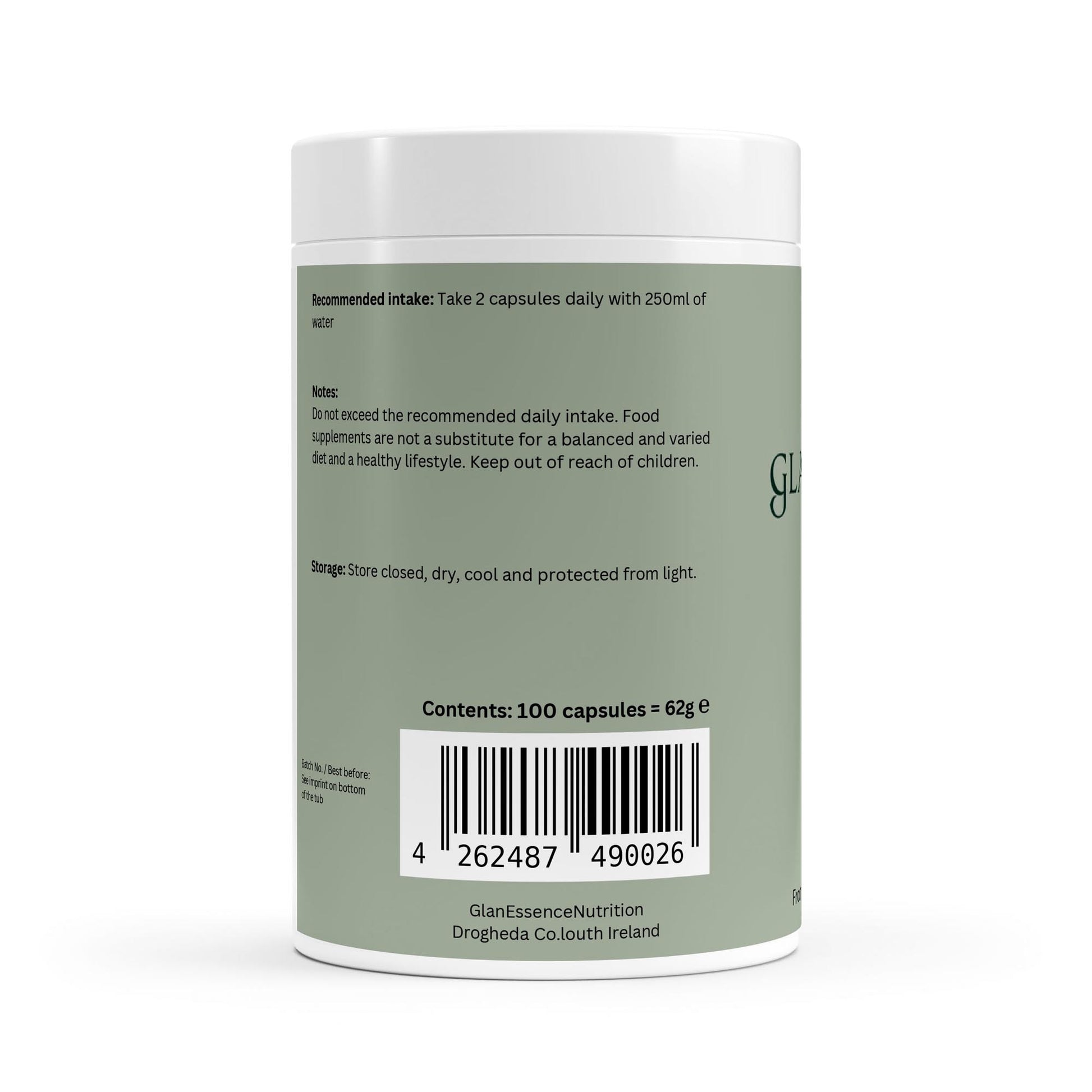Supplement container with label on a white background