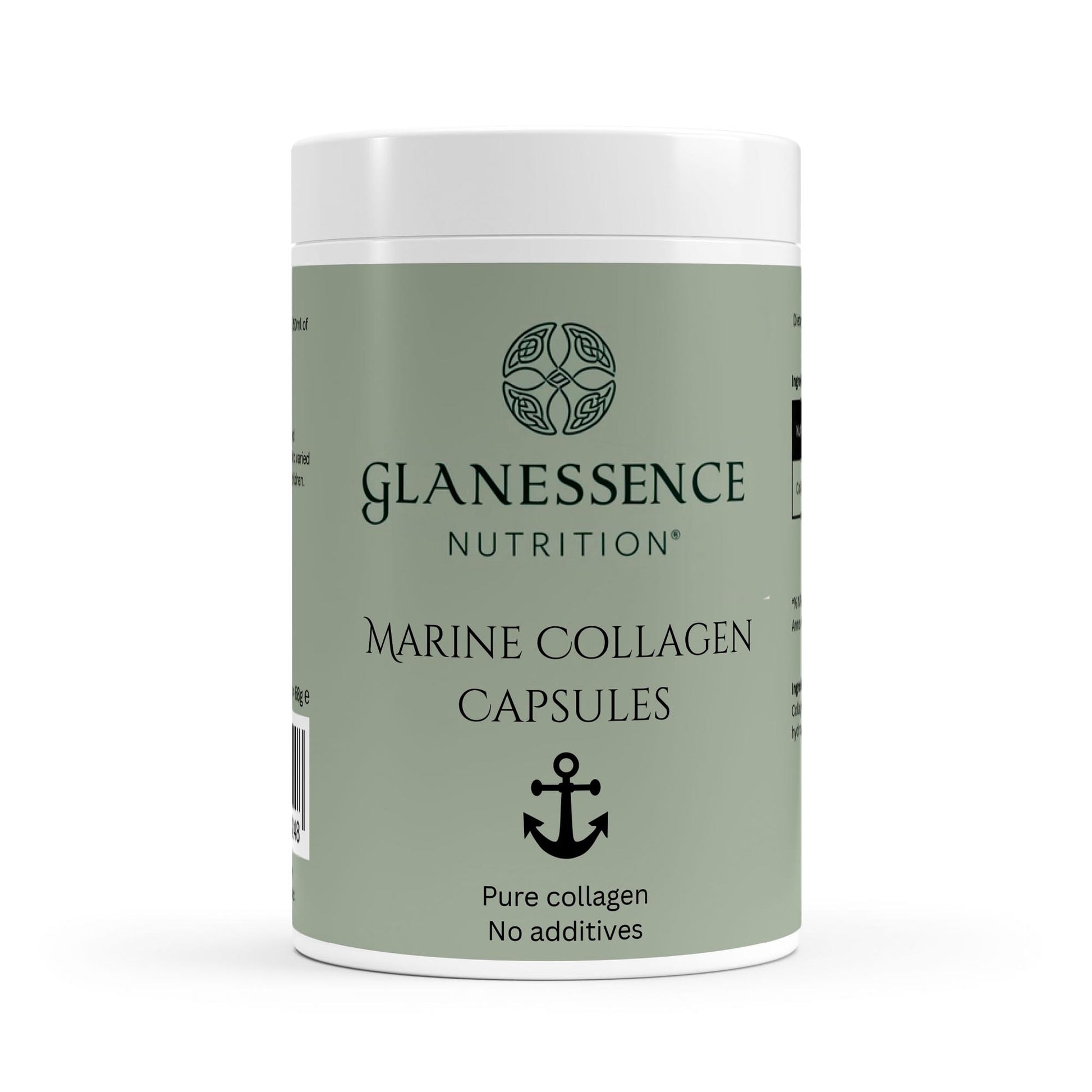 Glanessence Nutrition Marine Collagen Capsules container on a white background