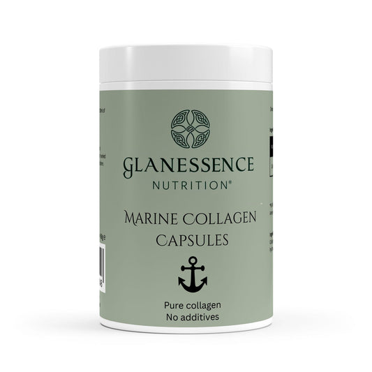 Glanessence Nutrition Marine Collagen Capsules container on a white background