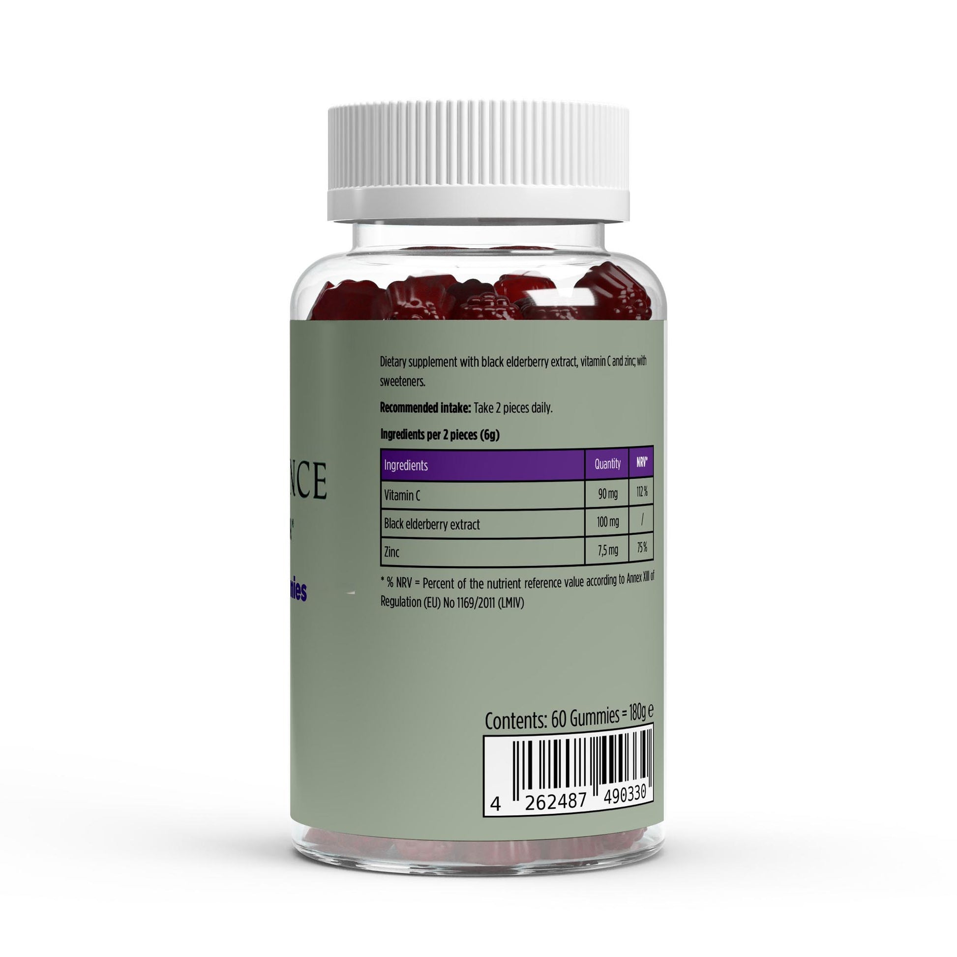 Supplement bottle with label on a white background