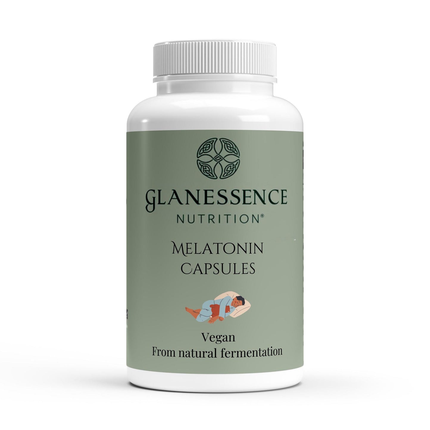 Glanessence Nutrition Melatonin Capsules bottle on a white background