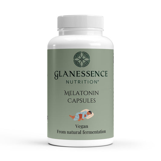 Glanessence Nutrition Melatonin Capsules bottle on a white background