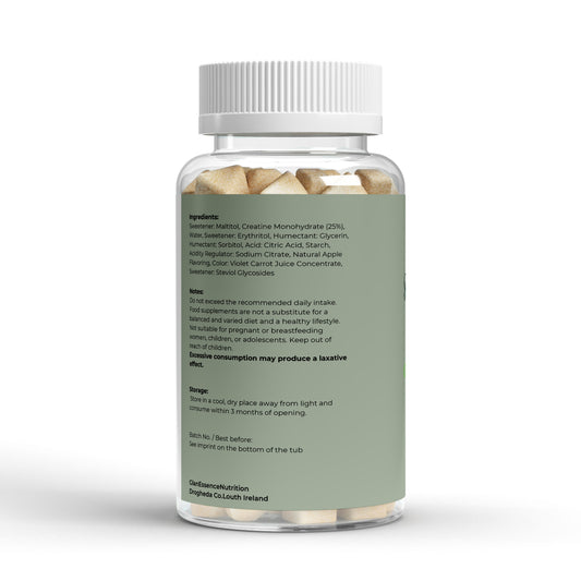 Supplement bottle with a green label on a white background