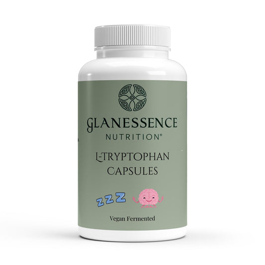 Glanessence Nutrition L-Tryptophan Capsules bottle on a white background