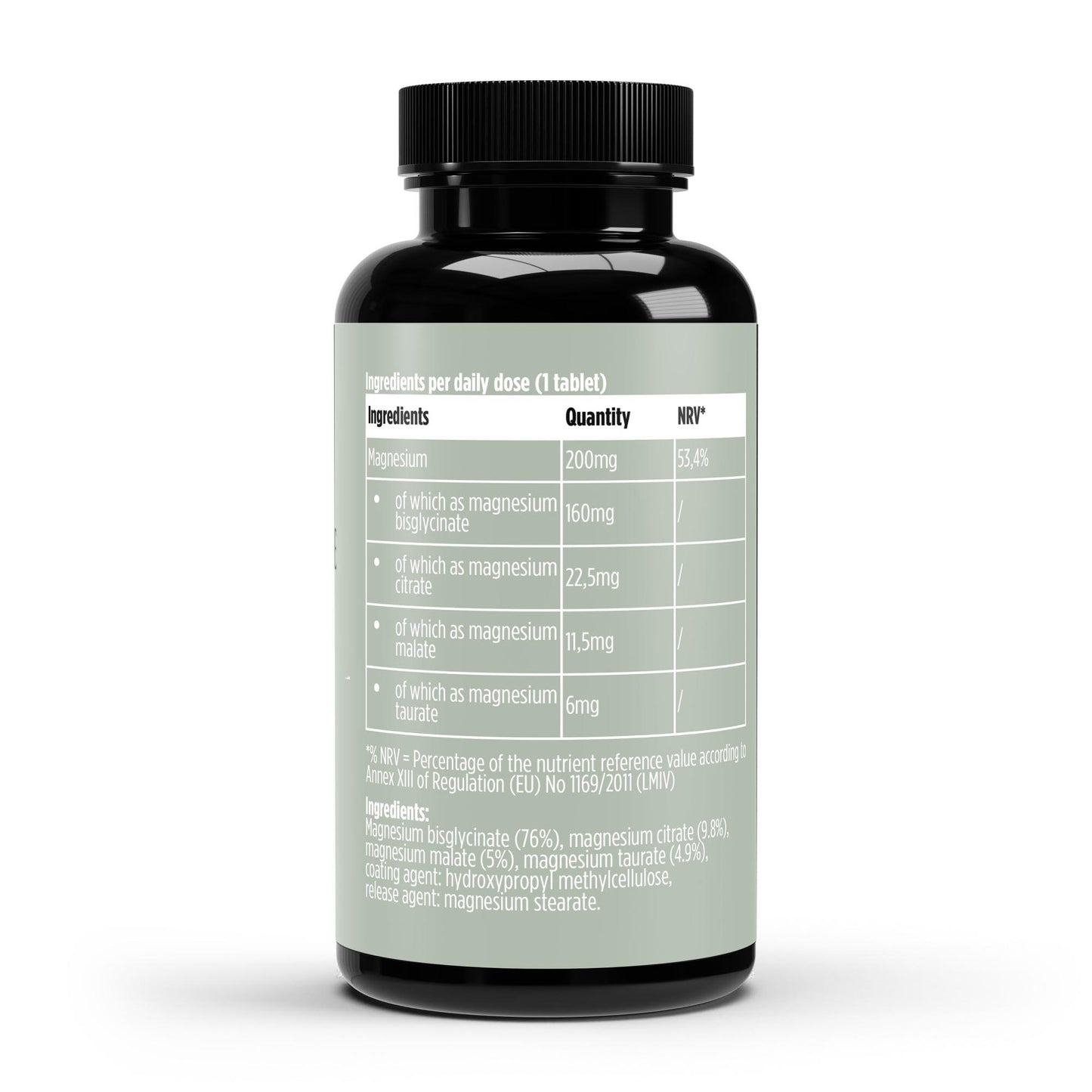 Supplement bottle with label on a white background