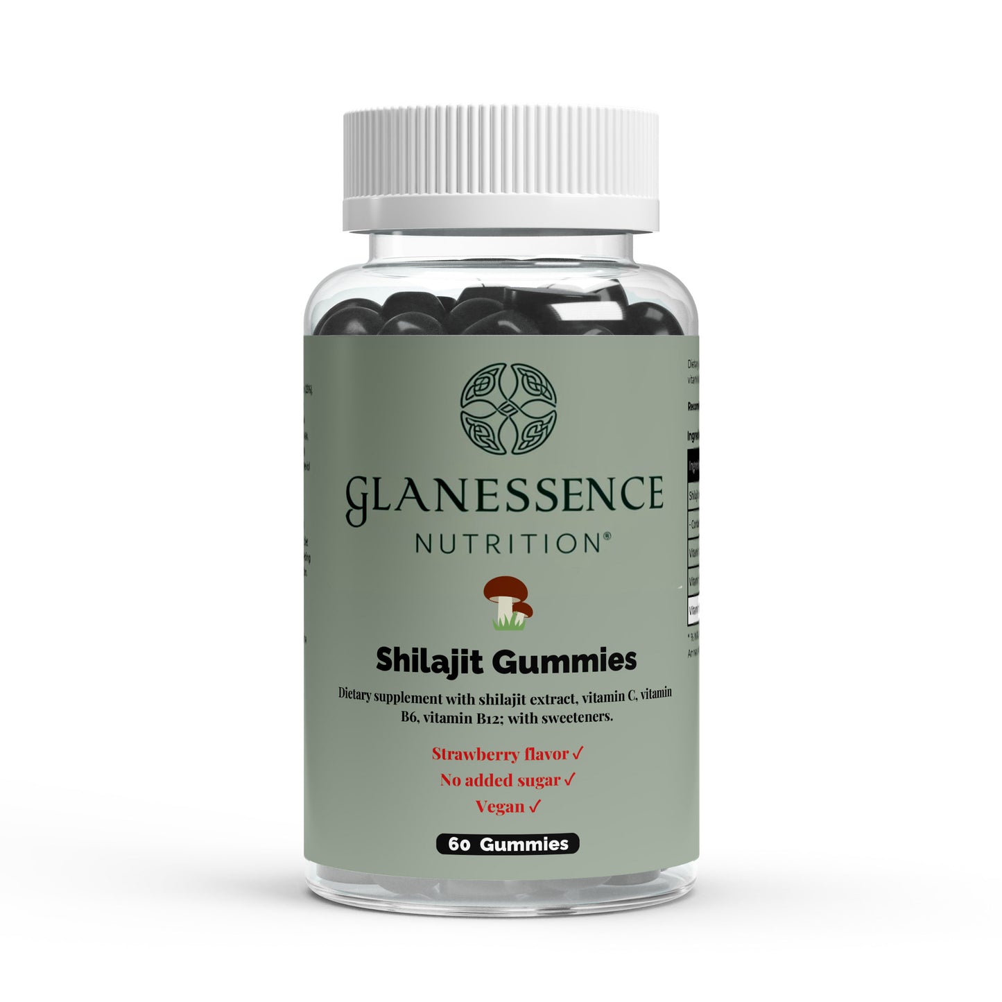 Glanesence Nutrition Shilajit Gummies bottle on a white background