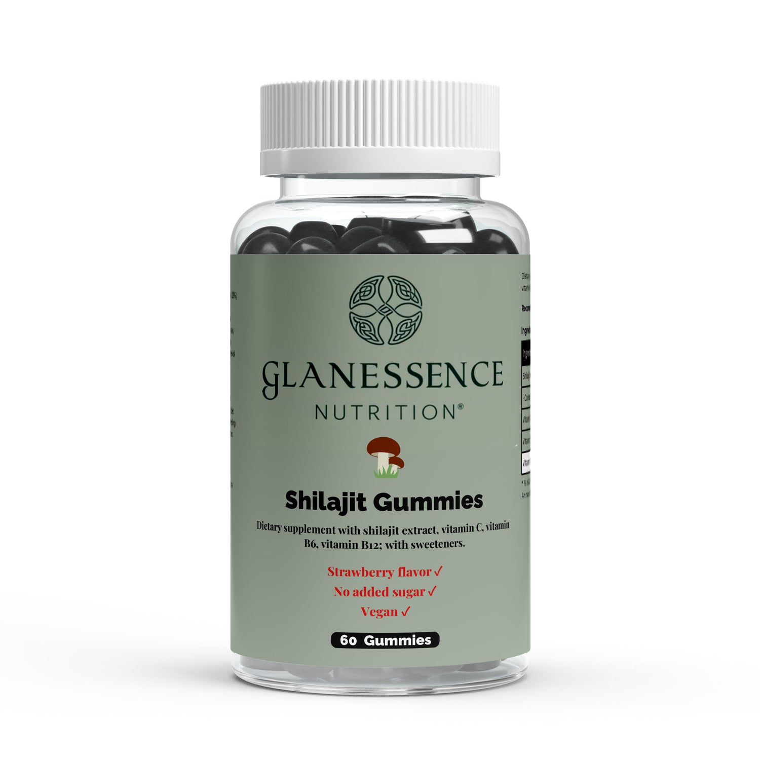 Glanesence Nutrition Shilajit Gummies bottle on a white background