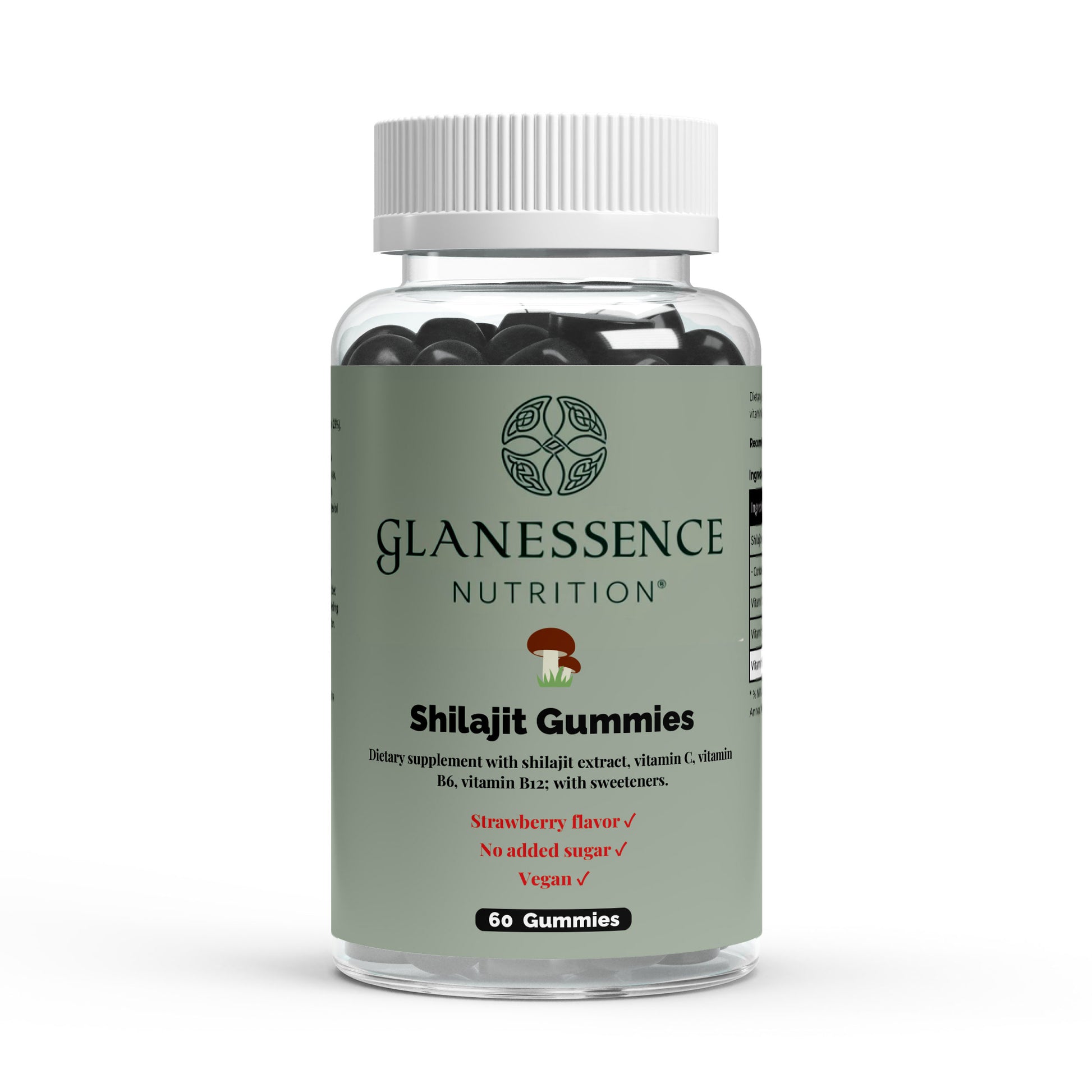 Glanesence Nutrition Shilajit Gummies bottle on a white background